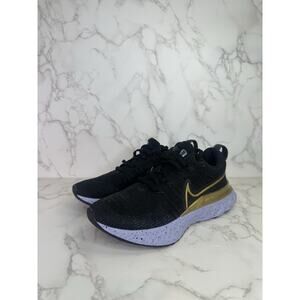 Nike React Infinity Run Flyknit 2 Running Shoe Black Gold CT2423-009 Womens 5.5